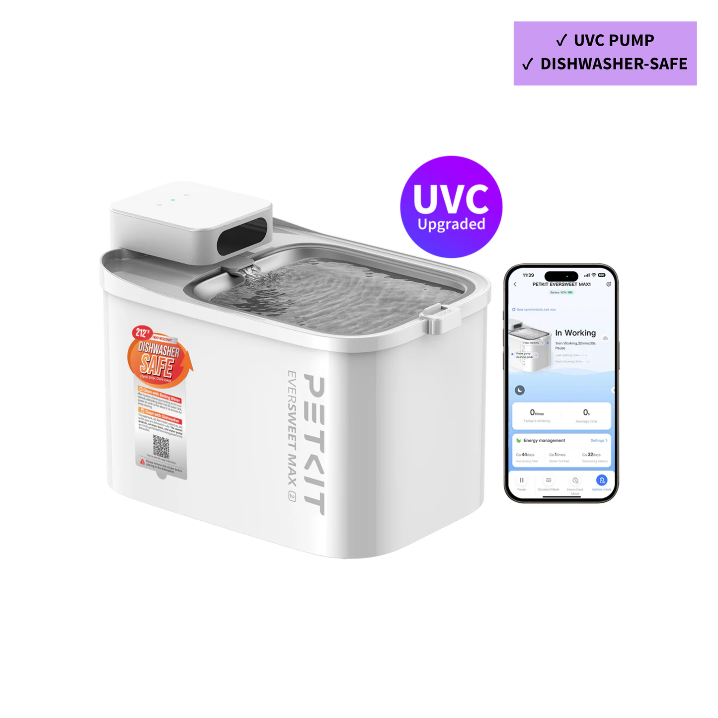 PETKIT EVERSWEET MAX 2 (UVC & CORDLESS) PET WATER FOUNTAIN