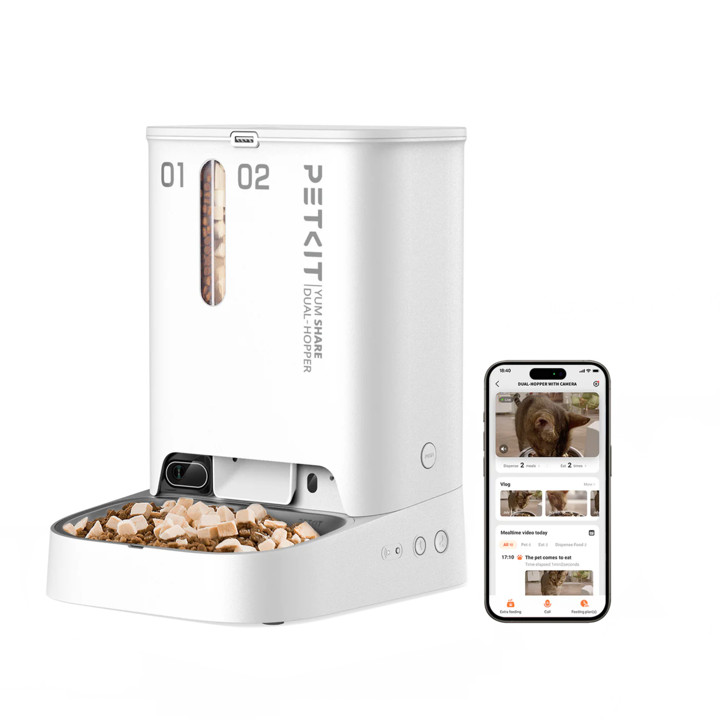 PETKIT YUMSHARE DUAL-HOPPER AUTOMATIC FEEDER WITH CAMERA